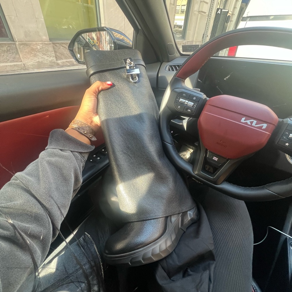 Black Leather Knee-High Boots